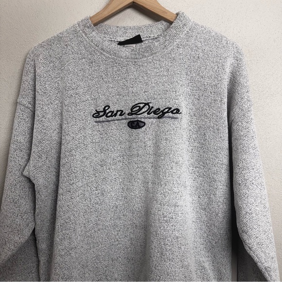 San Diego Scoop Neck Sweater Grey Size XL Y2K Style Long Sleeve - Good Condition - Picture 6 of 9